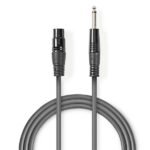 Nedis COTH15120GY30 unbalanced / asszimetrikus félprofi audio kábel, 6,35mm mono jack dugó - 3p XLR aljzat, hossz 3m - Image 2