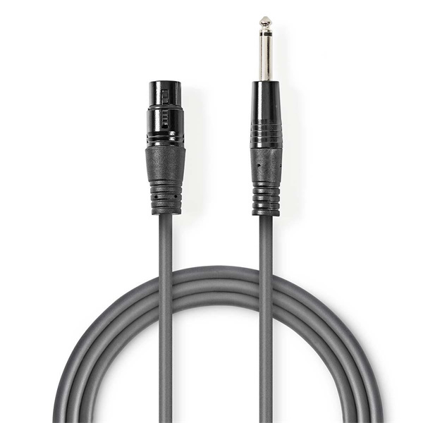 Nedis COTH15120GY30 unbalanced / asszimetrikus félprofi audio kábel, 6,35mm mono jack dugó - 3p XLR aljzat, hossz 3m - Image 2