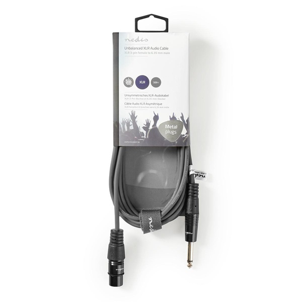 Nedis COTH15120GY30 unbalanced / asszimetrikus félprofi audio kábel, 6,35mm mono jack dugó - 3p XLR aljzat, hossz 3m - Image 3