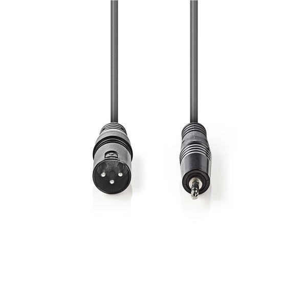 Nedis_felprofi_audio_kabel_COTH15300GY15_35mm_sztero_jack_dugo_-_3p_XLR_dugo_hossz_15m_rugalmas-i1551353.jpg Nedis COTH15300GY15 balanced/szimmetrikus félprofi audio kábel, 3,5mm jack dugó - 3p XLR dugó, 1.5m, rugalmas - Image 1