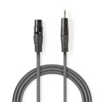 Nedis COTH15300GY15 balanced/szimmetrikus félprofi audio kábel, 3,5mm jack dugó - 3p XLR dugó, 1.5m, rugalmas - Image 2