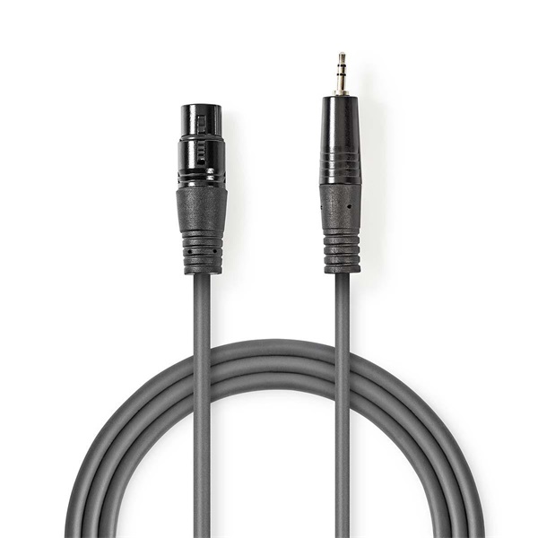Nedis COTH15300GY15 balanced/szimmetrikus félprofi audio kábel, 3,5mm jack dugó - 3p XLR dugó, 1.5m, rugalmas - Image 2