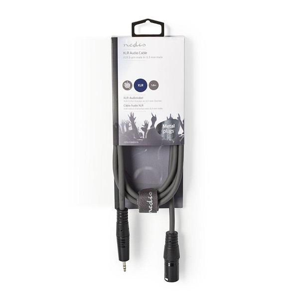 Nedis COTH15300GY15 balanced/szimmetrikus félprofi audio kábel, 3,5mm jack dugó - 3p XLR dugó, 1.5m, rugalmas - Image 3