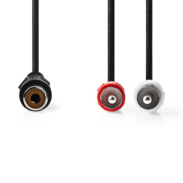 Nedis CAGB24020BK02 sztereo audio kábel, 1x RCA aljzat - 2x RCA dugó, 0,20m - Image 1