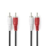 Nedis CAGL24200BK15 sztereo audio kábel, 2 X RCA dugó - 2 X RCA dugó, hossz 1.5m