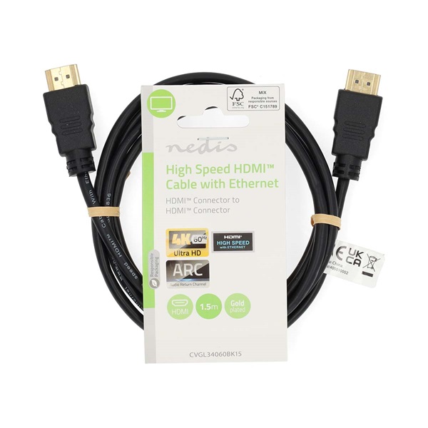 Nedis_ultra_HD_HDMI_kabel_CVGL34060BK150_HDMI_dugo_-_dugo_4K60Hz_ARC_18_Gbps_aranyozott_csatlakozok_hossz_15m-i1550236.jpg Nedis CVGL34060BK150 ultra HD HDMI kábel, HDMI dugó - dugó, 4K@60Hz, ARC, 18 Gbps, aranyozott csatlakozók, hossz 15m - Image 1