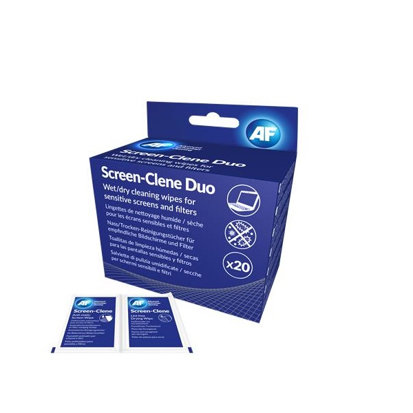 AF Tisztítókendő, képernyőhöz, 20 db nedves-száraz kendőpár, "Screen-Clene Duo" - Image 2