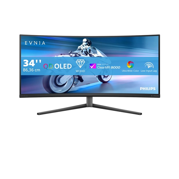 Philips_Ivelt_Gaming_OLED_monitor_34_34M2C650000_3440x1440_219_003ms_2xHDMIDP4xUSB_all_mag_Ambiglow-i1517725.jpg Philips EVNIA Ívelt Gaming OLED monitor 34", 34M2C6500/00 3440x1440, 21:9, 0,03ms, 2xHDMI/DP/4xUSB, áll. mag., Ambiglow - Image 1
