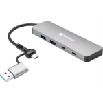 SANDBERG Hub és elosztó, USB-C/A to 2xUSB-A+2xUSB-C Hub