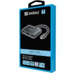 SANDBERG USB-C dokkoló, USB-C Dock 2xHDMI+1xVGA+USB+PD - Image 2
