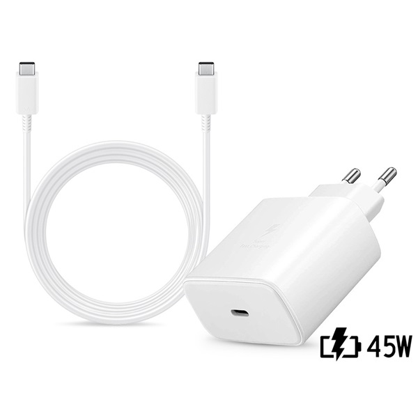 Samsung_gyari_halozati_tolto_adapter_TypeC_bemenet_18_m_Typ-C_TypeC_kabel_45W_EPTA845EWE_EPDX510JWE_feher_ECO_csom-i1606276.jpg Samsung gyári hálózati töltő adapter TypeC bemenet 1,8 m Typ-C TypeC kábel 45W EPTA845EWE EPDX510JWE fehér ECO csom - Image 1