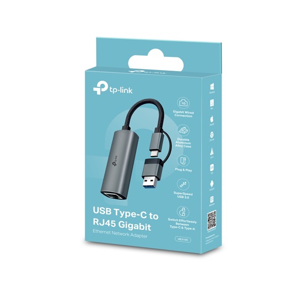 TP-LINK Átalakító USB Type-C + USB-A to Ethernet Adapter 1000Mbps, UE310C - Image 2