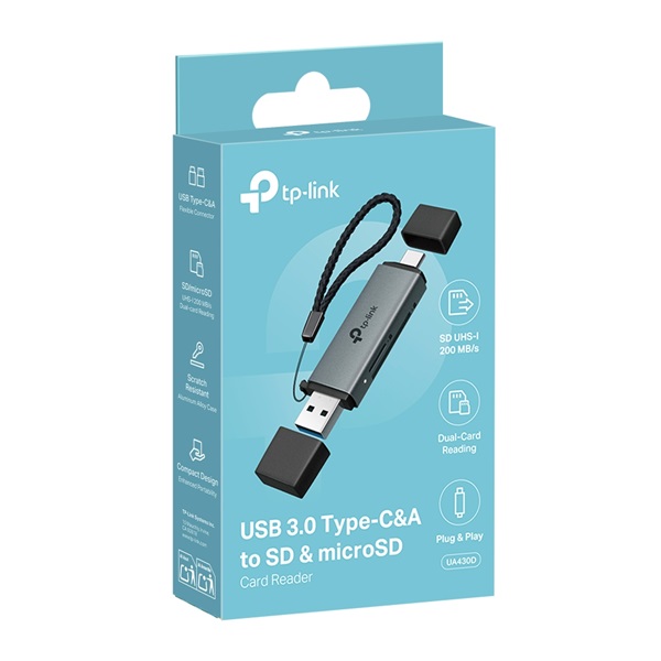 TP-LINK Kártya Olvasó USB 3.0 Type-C/A to SD & MicroSD 3.0, UA430D - Image 4