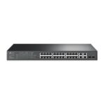 TP-LINK Switch 24x100Mbps (24xPOE) + 4x1000Mbps + 2xGigabit SFP, Menedzselhető, SL2428P