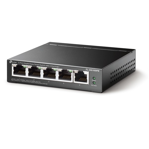 TP-LINK_Switch_5x1000Mbps_4xPOE_Femhazas_Asztali_Easy_Smart_TL-SG105PE-i600299.jpg TP-LINK Switch 5x1000Mbps (4xPOE+), TL-SG105PE - Image 1