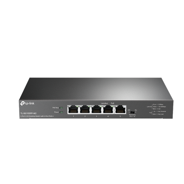 TP-LINK_Switch_5x25G4xPOE_Femhazas_Asztali_TL-SG105PP-M2-i1333449.png TP-LINK Switch 5x2.5G(4xPOE++) Fémházas Asztali, TL-SG105PP-M2 - Image 1
