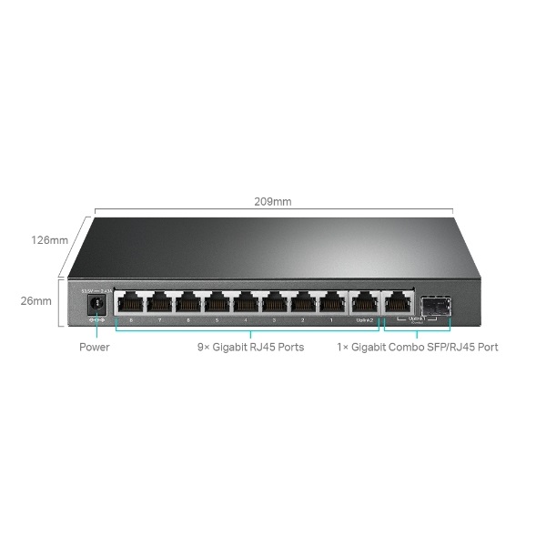 TP-LINK Switch 9x1000Mbps (8xPOE+) + 1xGigabit kombó SFP, Easy Smart, TL-SG1210MPE - Image 2