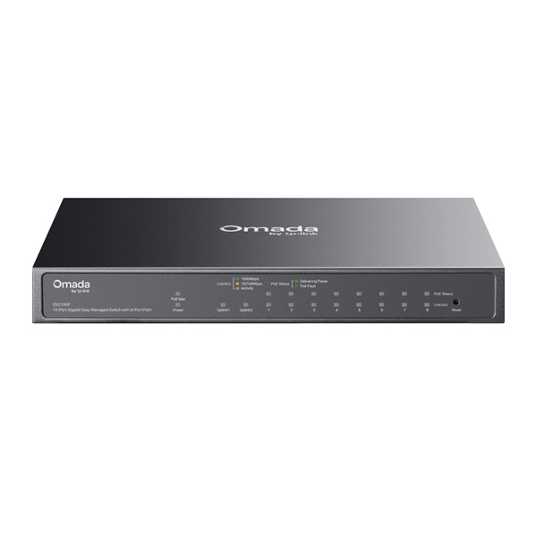 TP-LINK Switch 9x1000Mbps (8xPOE+) +1xGigabit SFP kombó Fémházas Easy Smart (Omada), ES210GP - Image 1