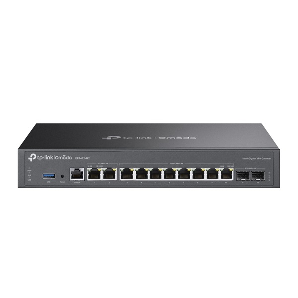 TP-LINK Vezetékes VPN Router 2xWAN/LAN(2.5Gbps)+ 8xWAN/LAN(1000Mbps) + 2xSFP + 1xUSB + 1xkonzol port, ER7412-M2 - Image 1