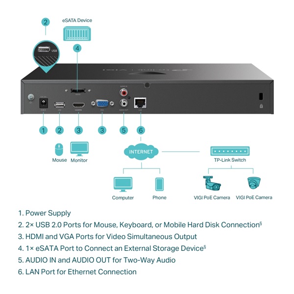 TP-LINK Video Recorder 16 csatornás, VIGI NVR2016H - Image 4