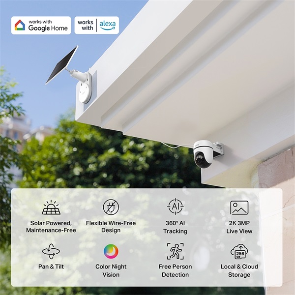 TP-LINK Wireless Kamera Cloud beltéri/kültéri + Okos Solar Panel IP65, TAPO C610 KIT - Image 2