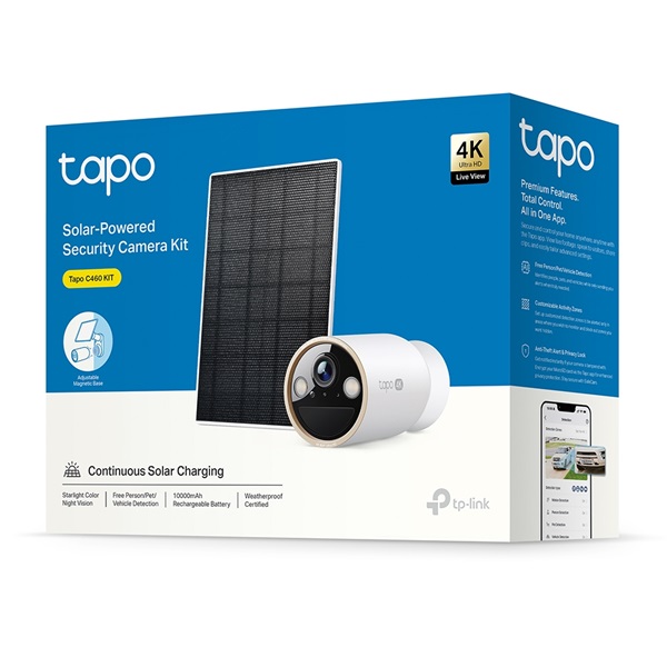 TP-LINK Wireless Kamera Cloud kültéri + Okos Solar Panel IP66 4K Dual-Band, TAPO C460 KIT - Image 3