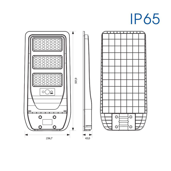 VIVALUX, 004986, REX Szolár LED Utcai világító, 100W, 6400K, 1400lm, IP65, fényvetési szög , 100°, ABS fekete, - Image 3