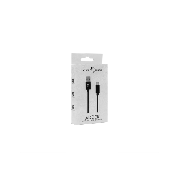 WHITE SHARK ADDER-2 USB-A - TYPE-C (M-M) kábel, 2m, fekete - Image 2